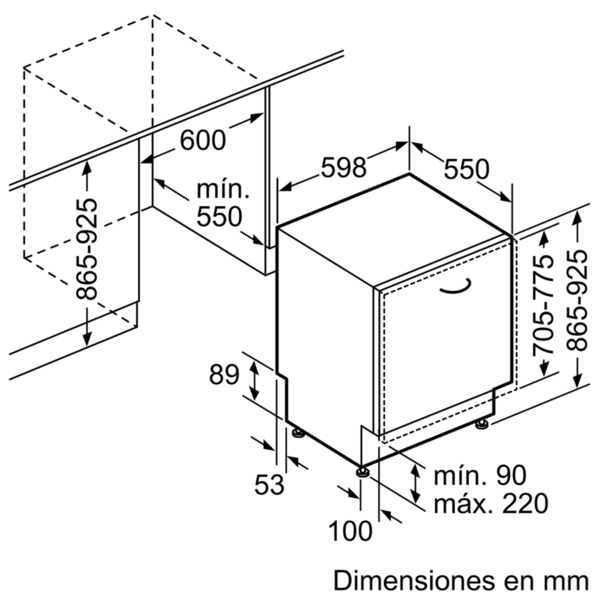 Lavavajillas integrable - Balay 3VH385NA, 14 servicios, 4 programas, 44.8 cm, ExtraSilencio