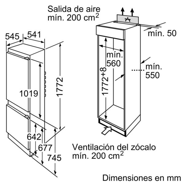Frigorífico combi - Balay 3KIB1820, Integrable, LED, 275L, 177cm, Blanco