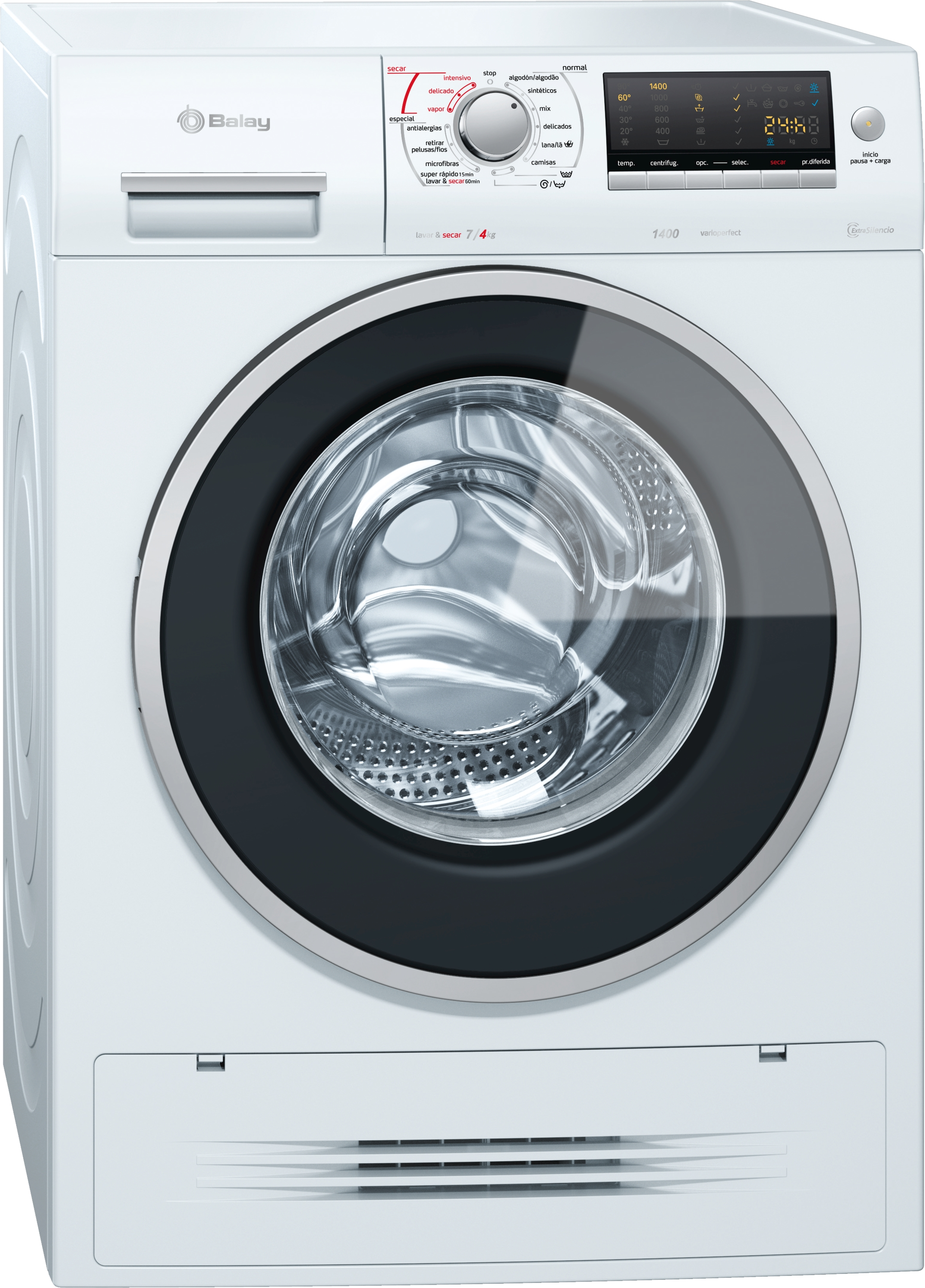 Lavadora secadora - Balay 3TW976BA, 7 Kg / 4 Kg, 1400 rpm, 74 dB, Blanco