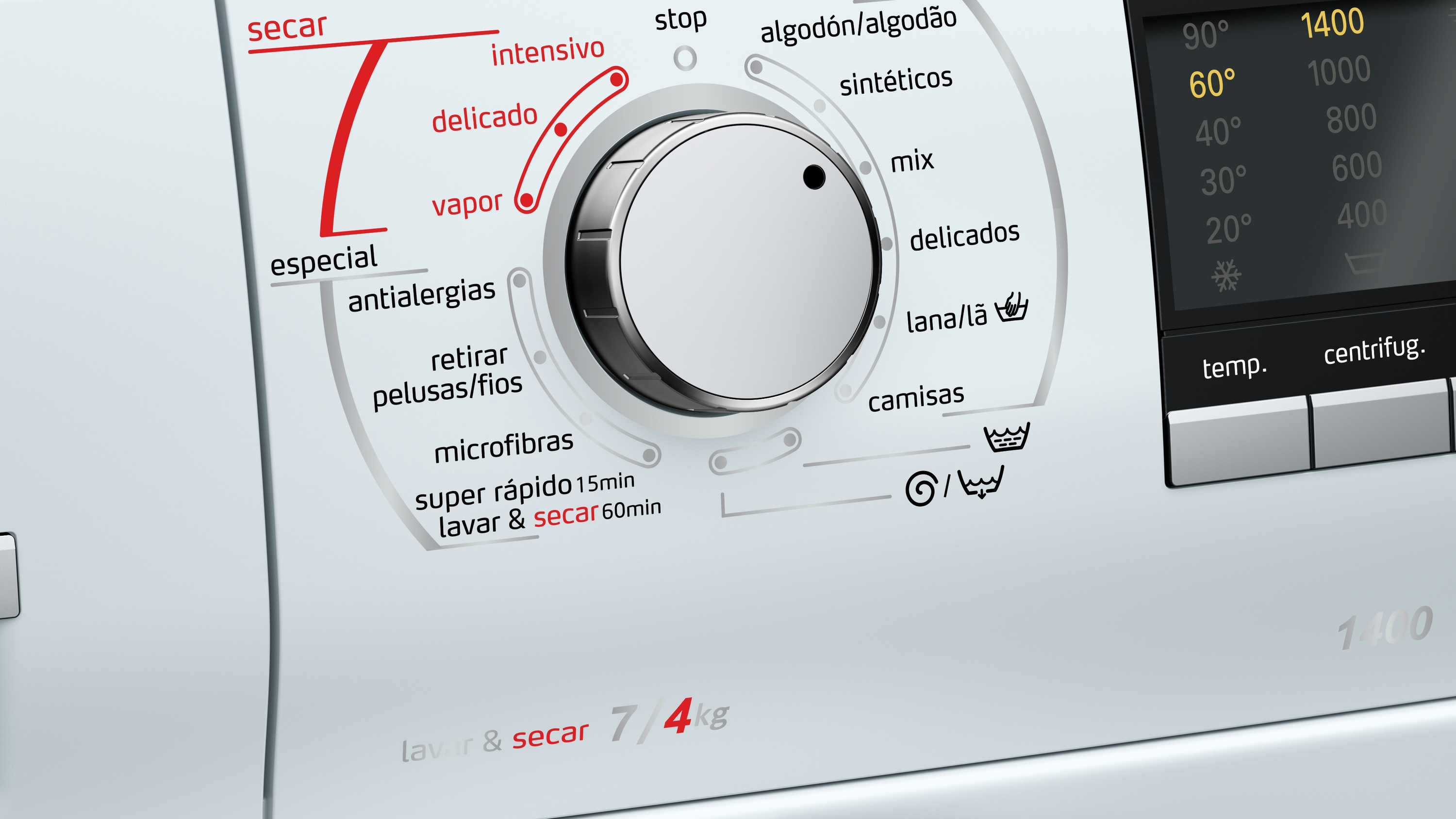 Lavadora secadora - Balay 3TW976BA, 7 Kg / 4 Kg, 1400 rpm, 74 dB, Blanco