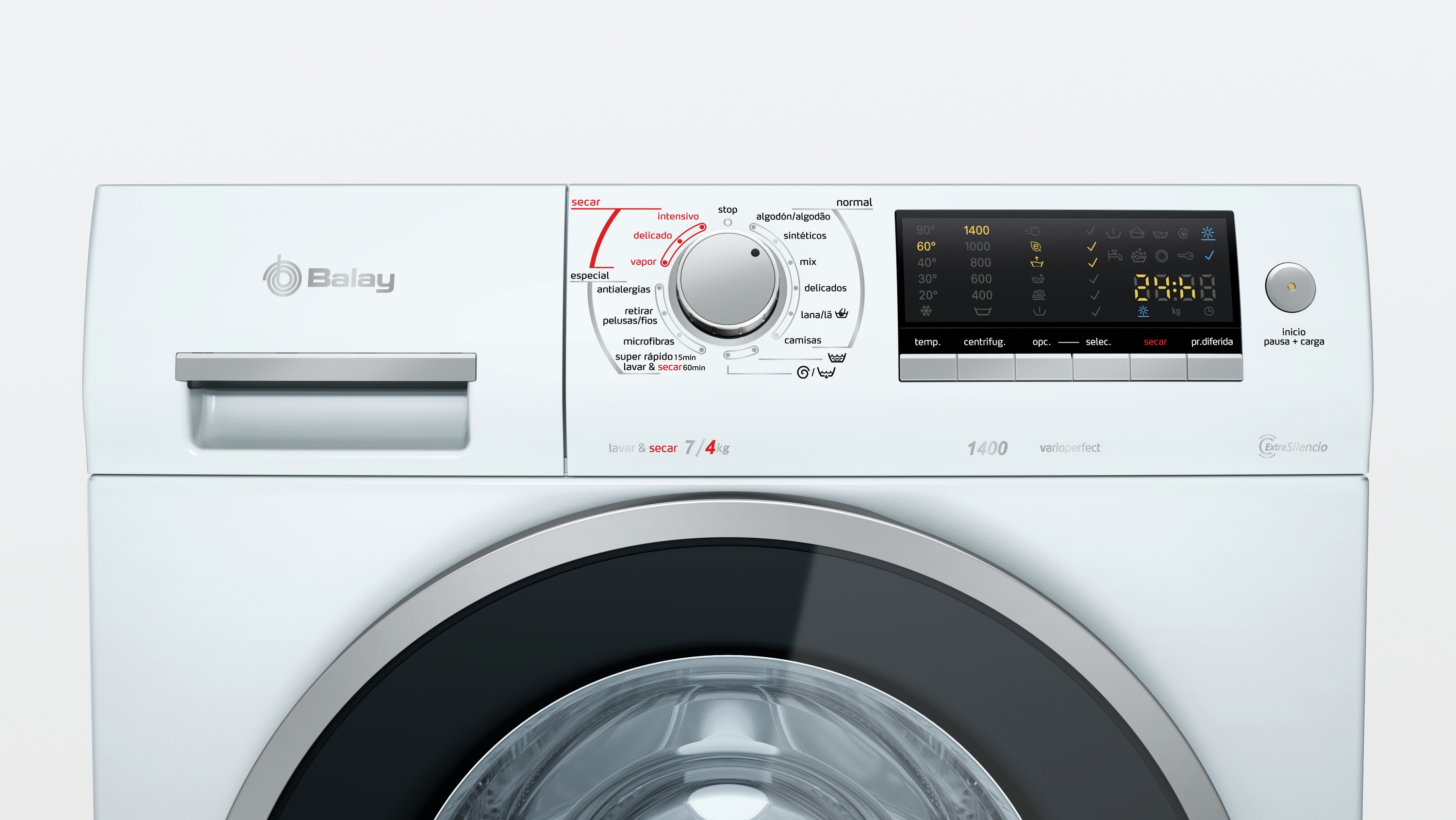 Lavadora secadora - Balay 3TW976BA, 7 Kg / 4 Kg, 1400 rpm, 74 dB, Blanco