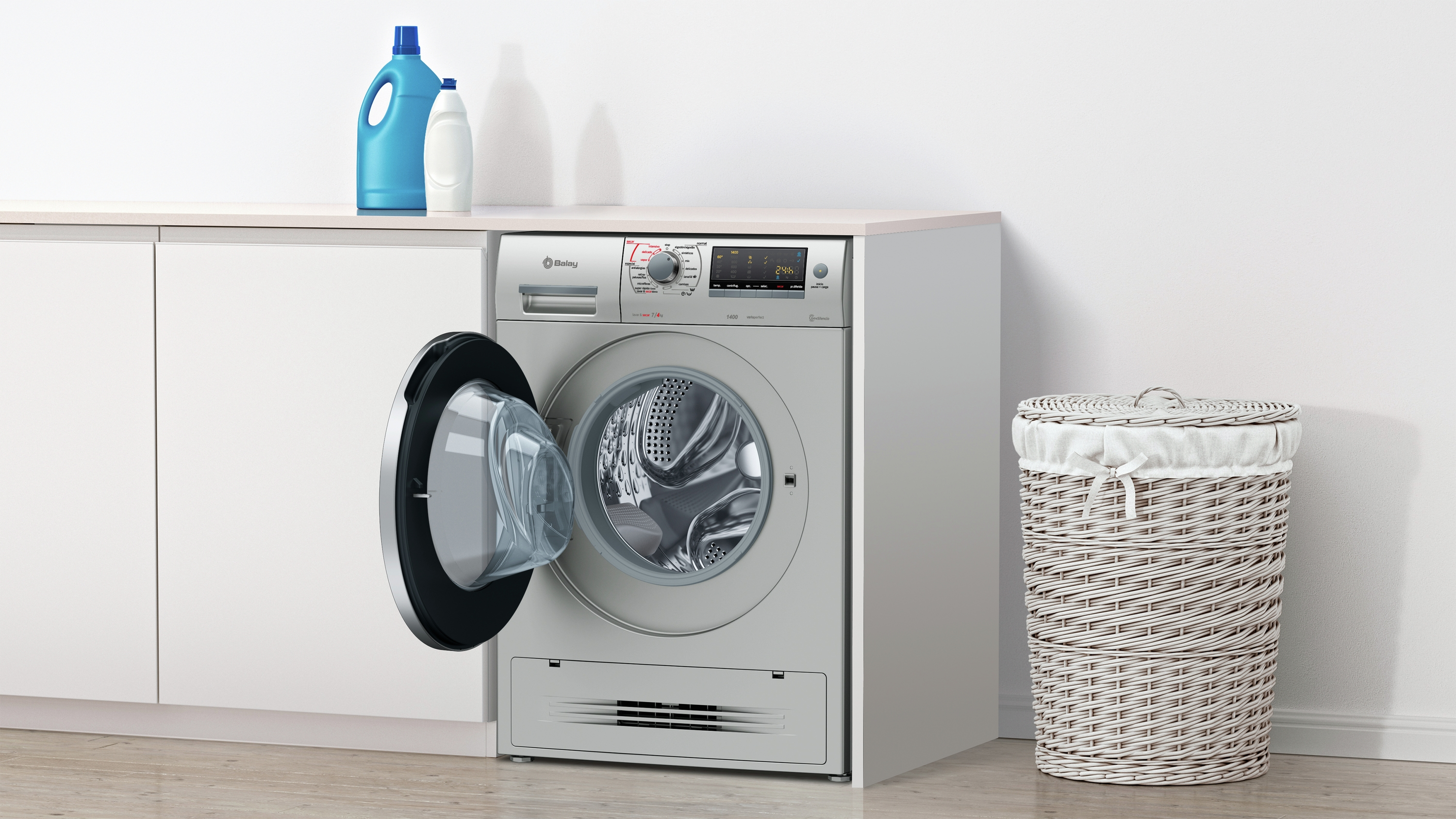 Lavadora secadora - Balay 3TW976XA, 7 Kg / 4 Kg, 1400 rpm, 74 dB, A, Inox