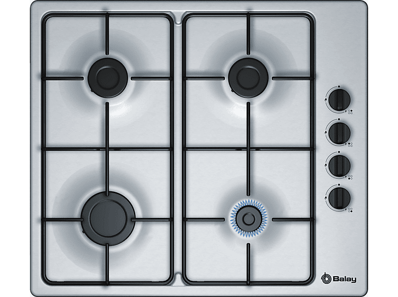 Balay 3ETX464MB, 4 zonas, Gas butano, 60 cm, Stop, Inox