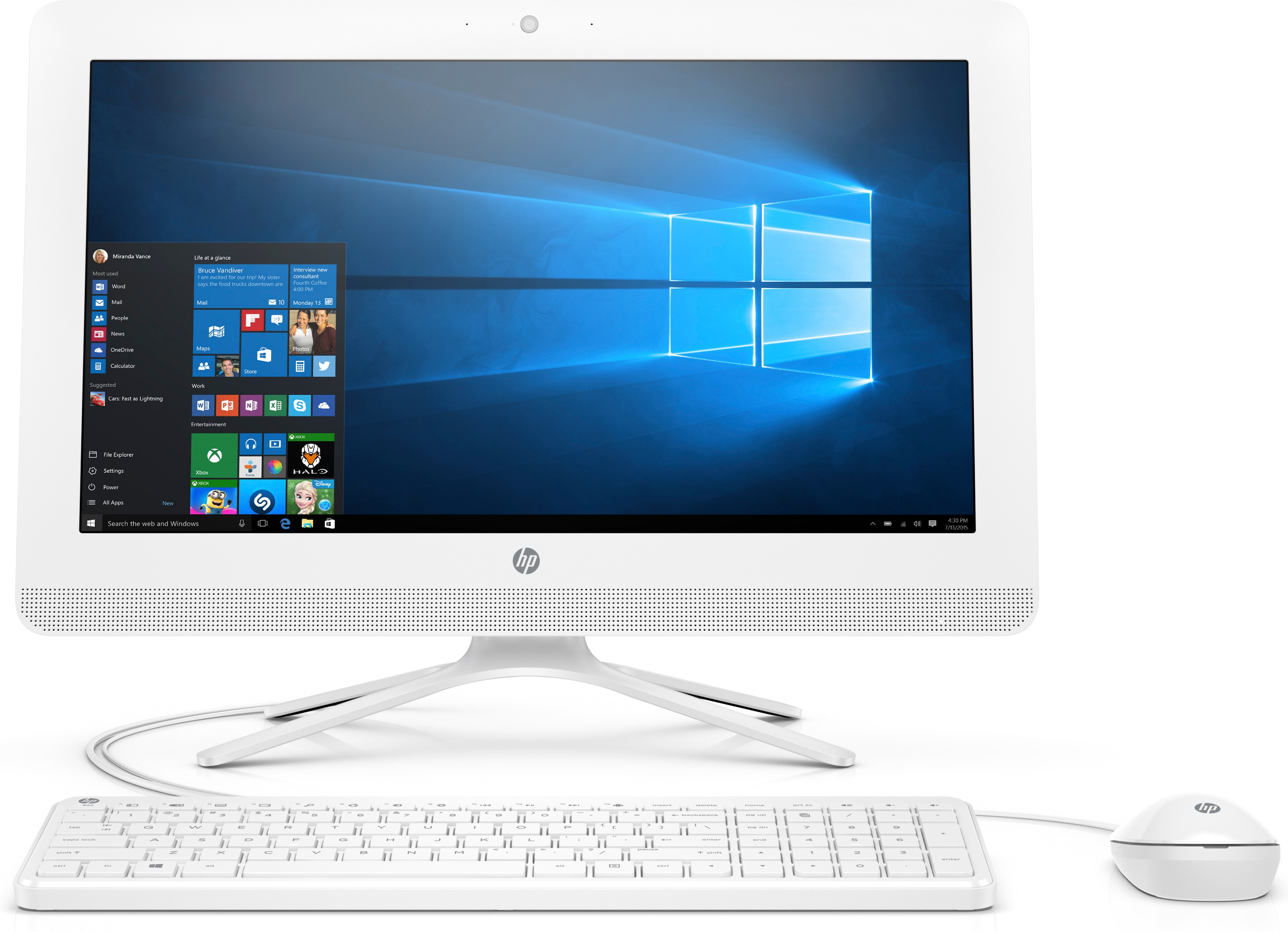 All in One - HP 20-c403ns, 19,5" FHD, Intel® Celeron® J4005, 4GB RAM, 1 TB, W10, Blanco nieve