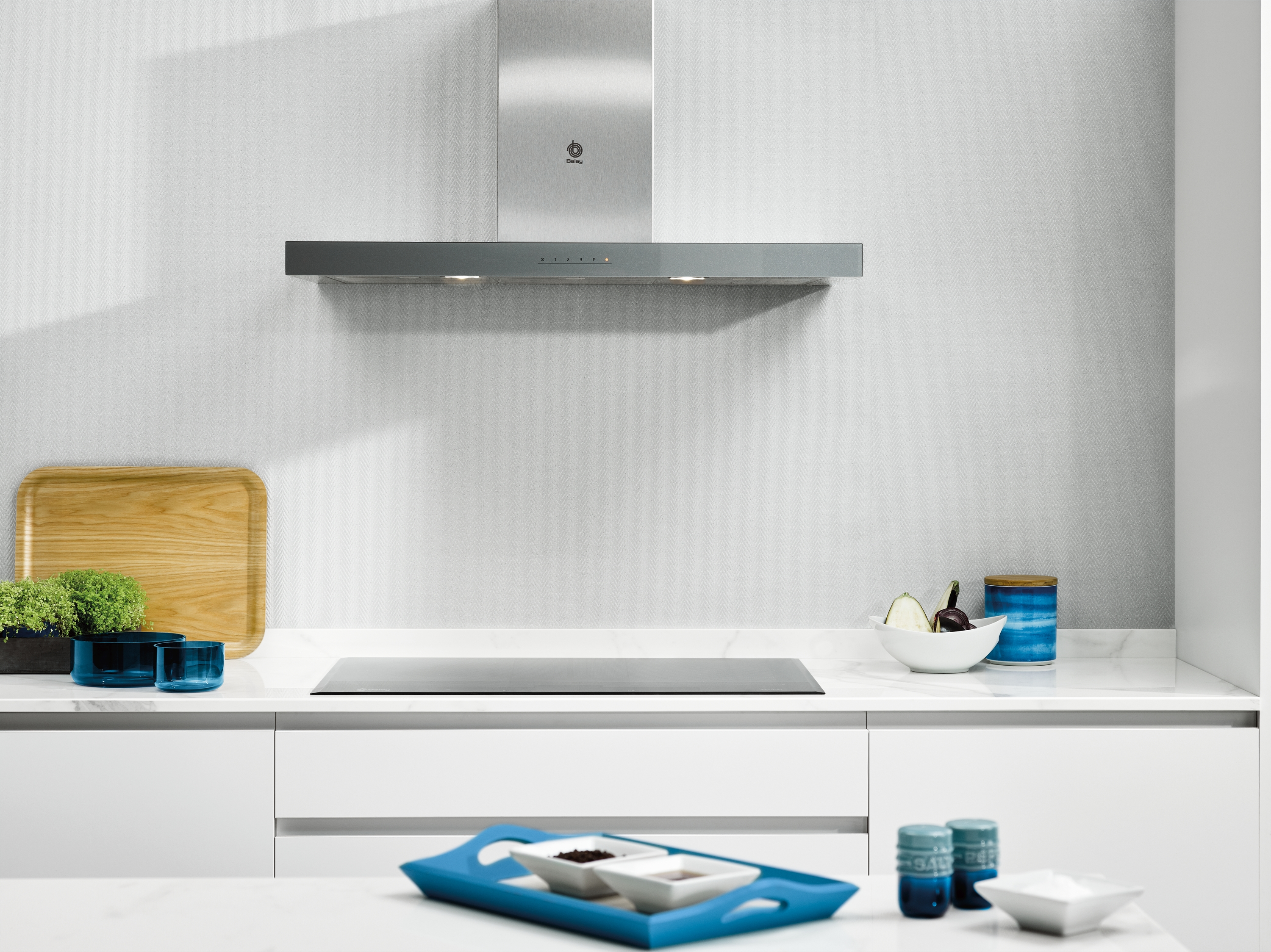 Campana decorativa - Balay 3BC097GGC, Decorativa, 710 m³/h, 65 dB, 90 cm, B, Inox