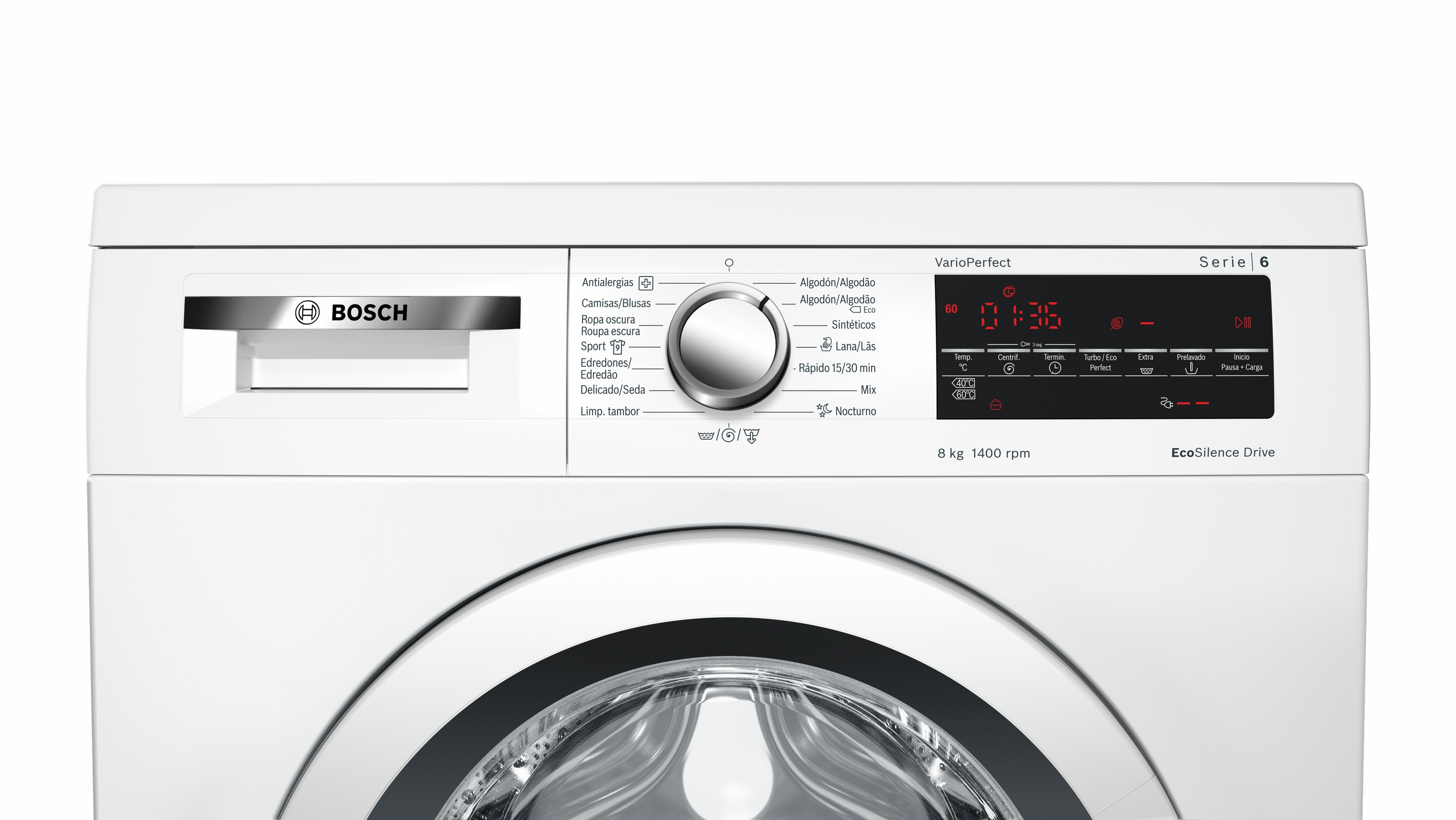 Lavadora carga frontal - Bosch WUQ28468ES, 8Kg, 1400 rpm, LED, Clase A+++, Blanco