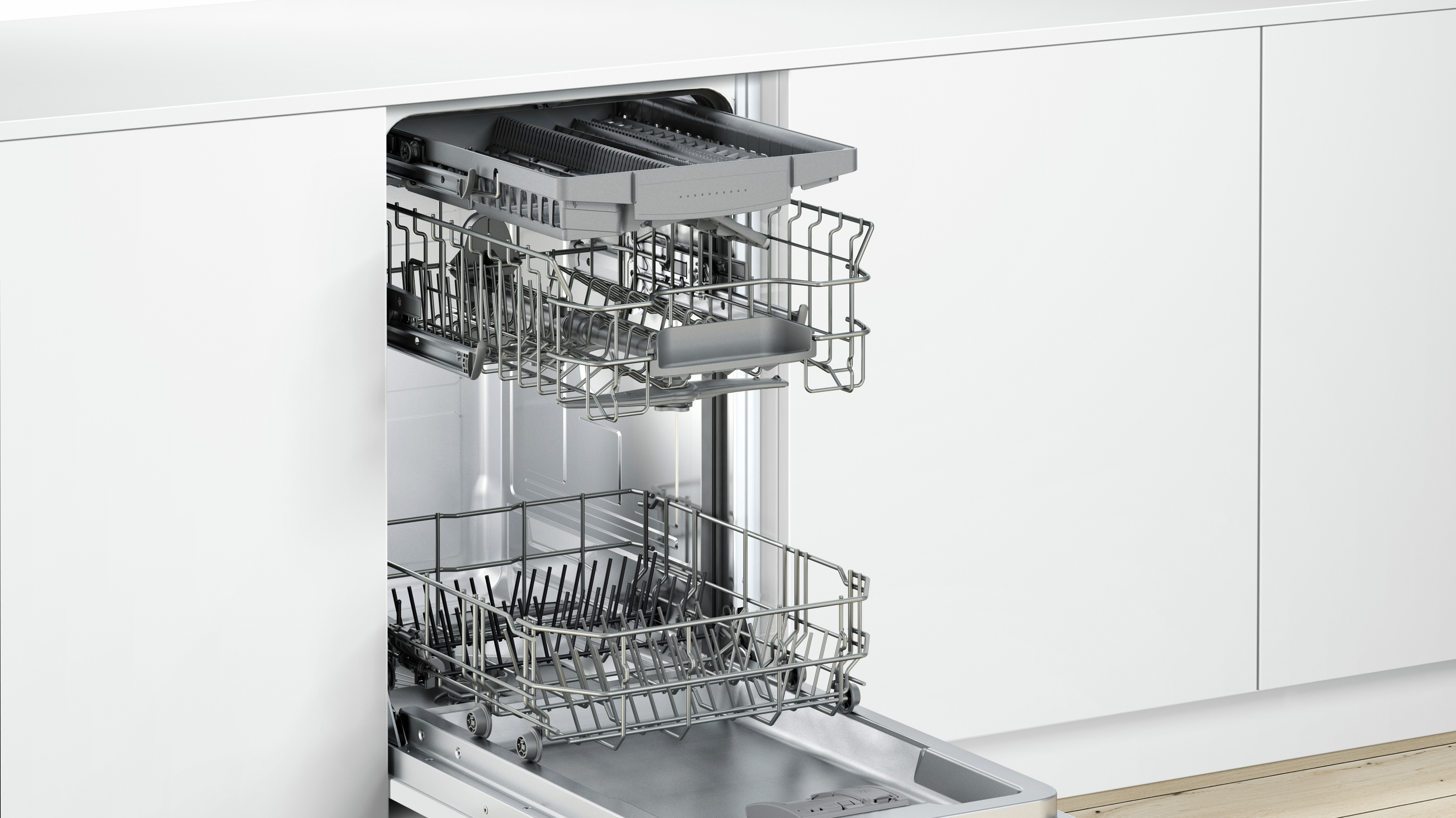Lavavajillas integrable - Bosch SPV46FX00E, 10 servicios, 6 programas, 45 cm, Display, Inox