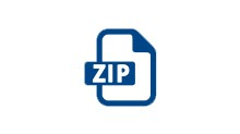 Un icono de archivo ZIP con la palabra ZIP en un cuadrado azul.
