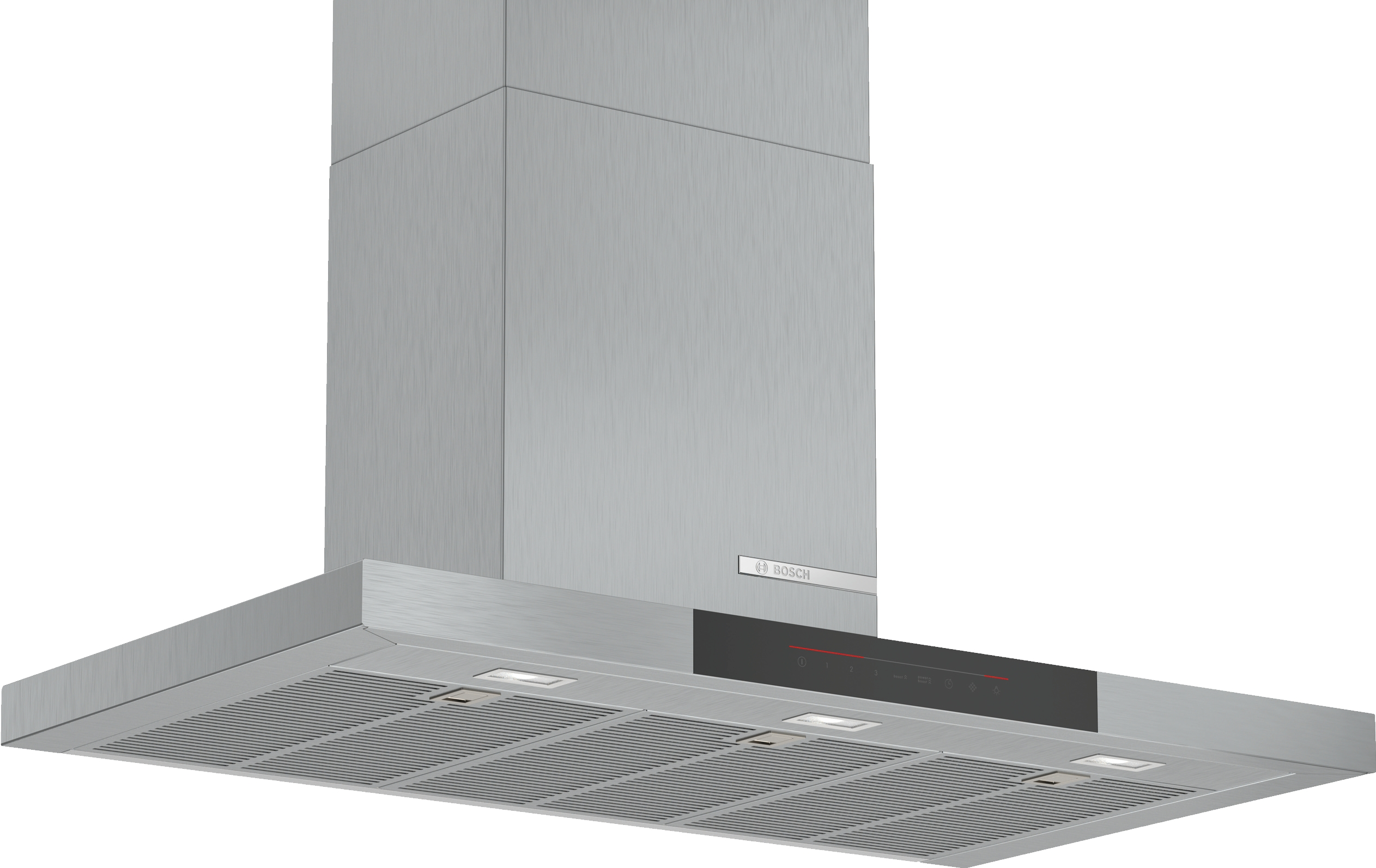 Campana decorativa - Bosch DWB97JP50, Decorativa, 427 m³/h, 145 W, 5 velocidades, 55 dB, Clase A, Inox