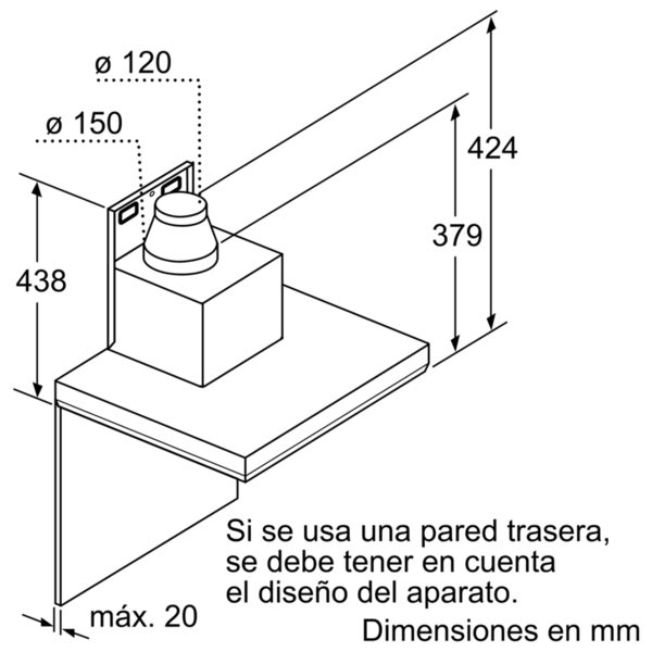 Campana - Bosch DWB97LM50, 4 velocidades, Extracción 697 m³/h, Con filtro de Acero inoxidable