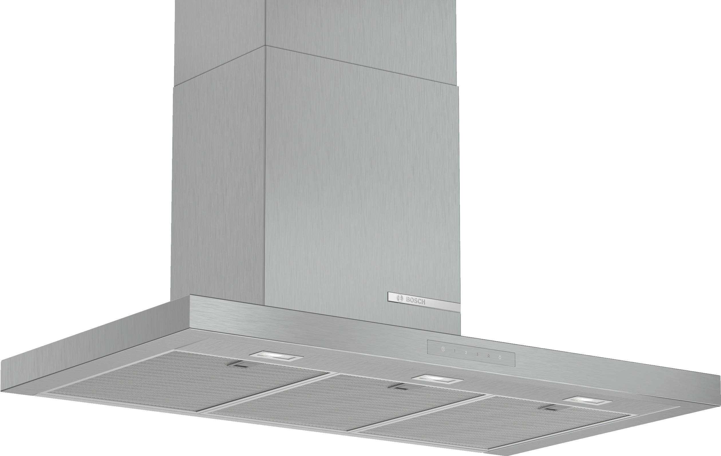 Campana extractora Bosch con luces, botones y una pantalla.