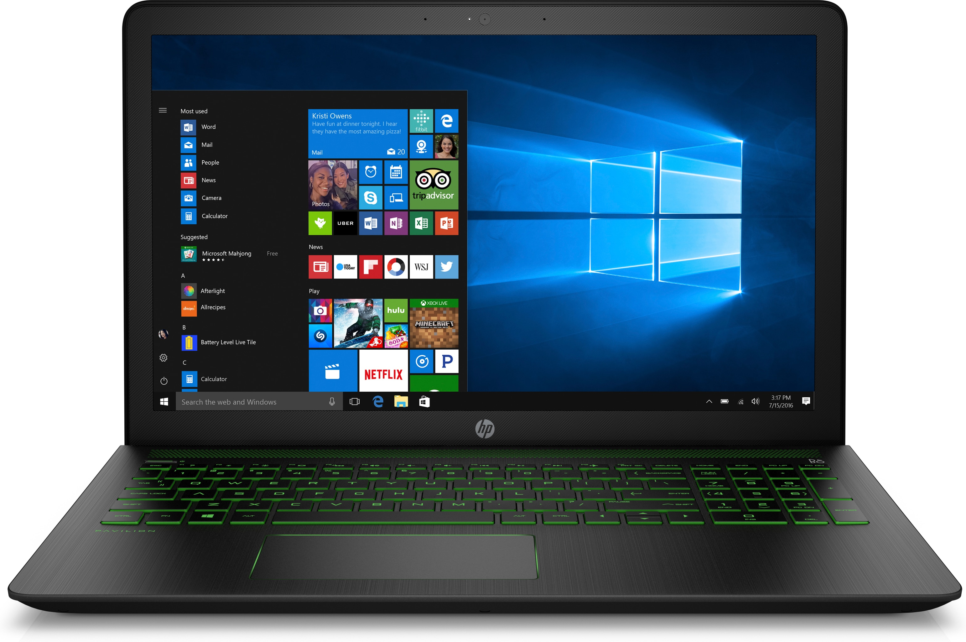 HP Nb 2Cr74Ea Pavılıon 15-Cb001Nt İ7-7700Hq 16G 1T+256Gssd 15.6 4Gvga W10H