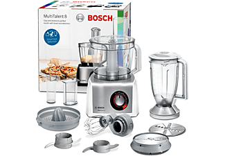 Procesador de alimentos - Bosch MC812S820, MultiTalent 8, 1250 W, Hasta 50 funciones, Bol XXL de 3.9 l, Blanco