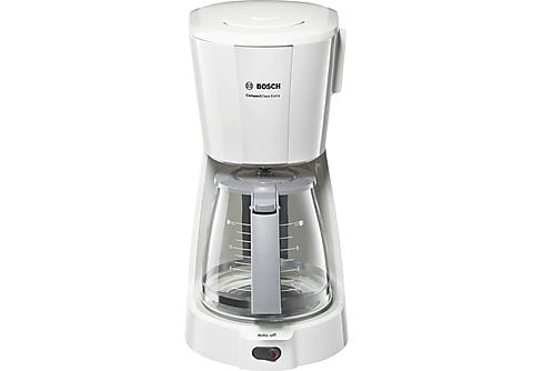 Cafetera de goteo  Bosch TKA3A031, Potencia 1100W, Capacidad para 10  tazas, Válvula antigoteo, Blanco