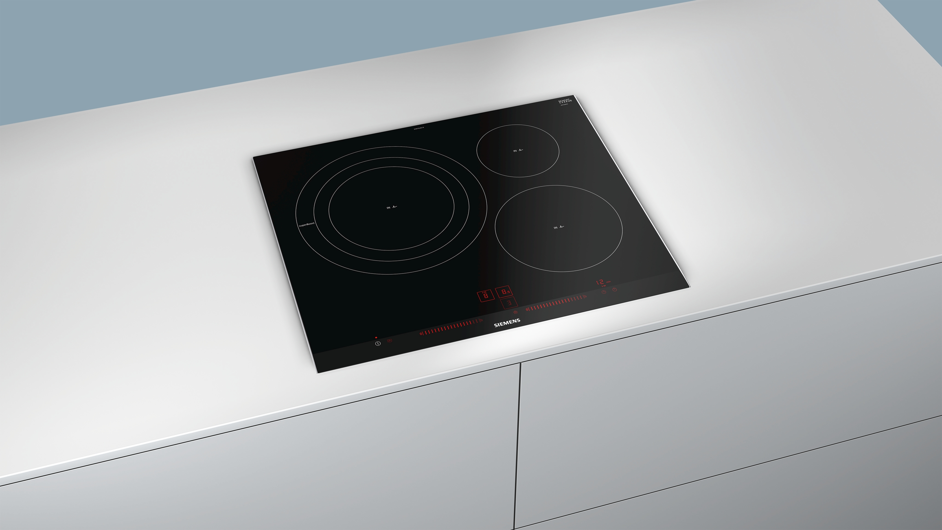 Encimera - Siemens EH675LDC1E, Eléctrica, Inducción, 3 zonas, 32 cm, Negro