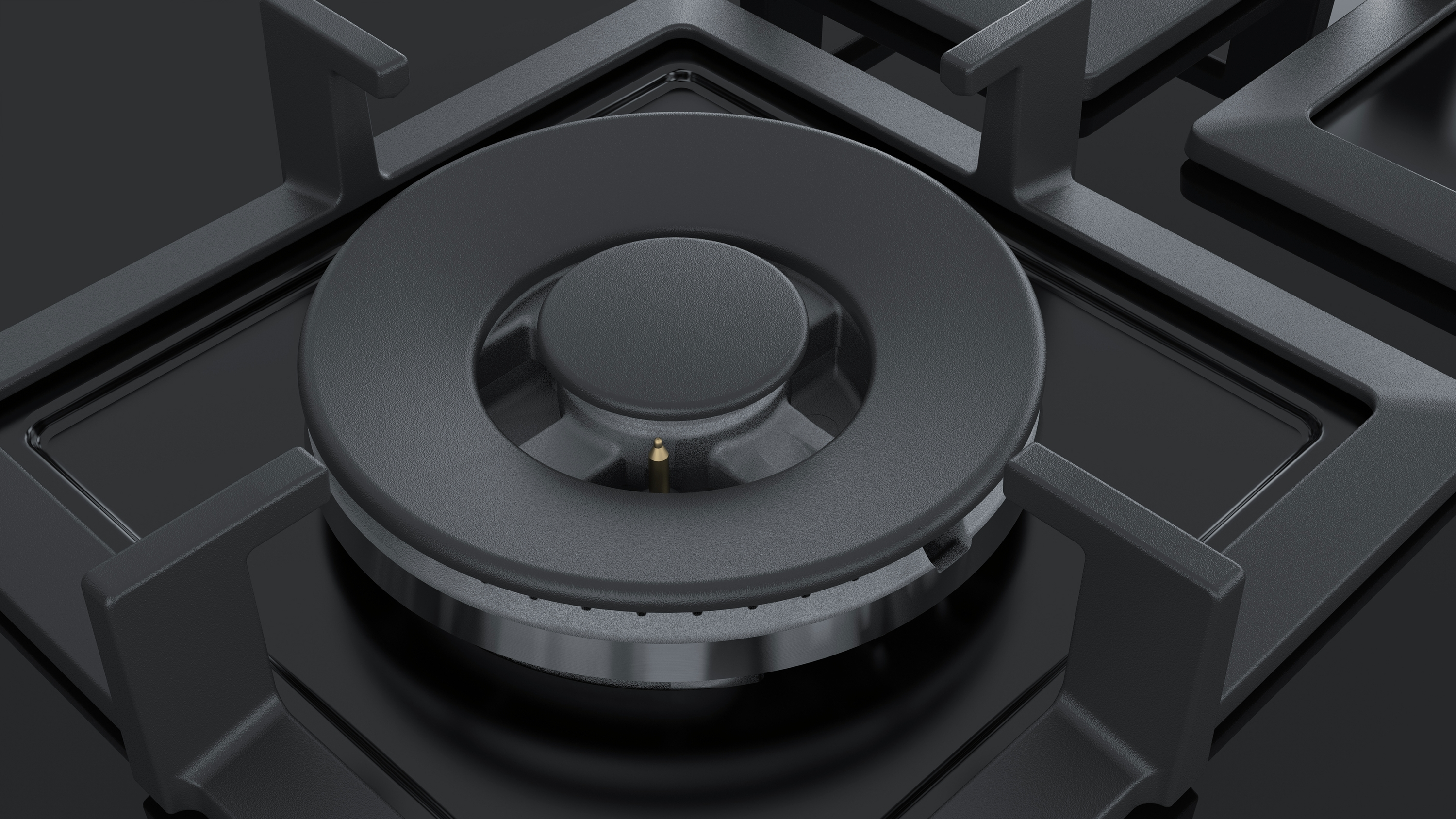 Un horno microondas plateado empotrado muestra las 12:00 en su reloj digital.