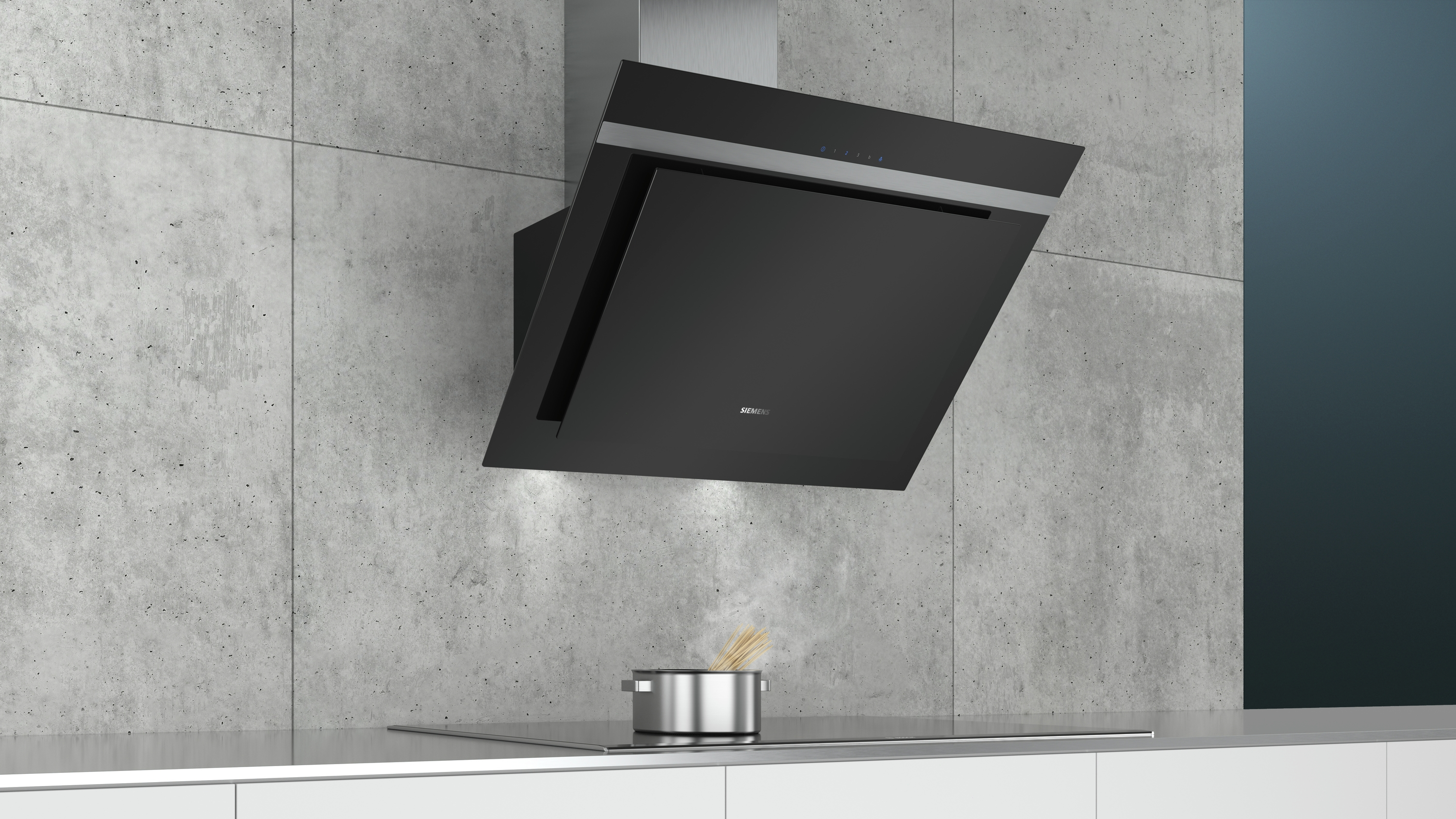 Campana decorativa - Siemens LC87KHM60, Decorativa, 4 velocidades, 260 W, 680 m³/h, 65 dB, Negro