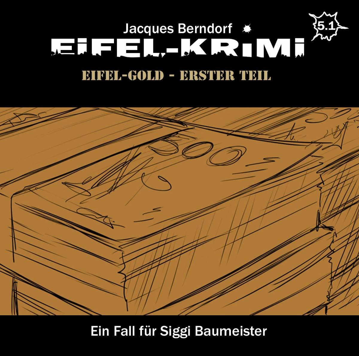Buchcover mit dem Titel 'Eifel-Krimi'. Brauner Holzgrund mit einigen Zeichnungen.