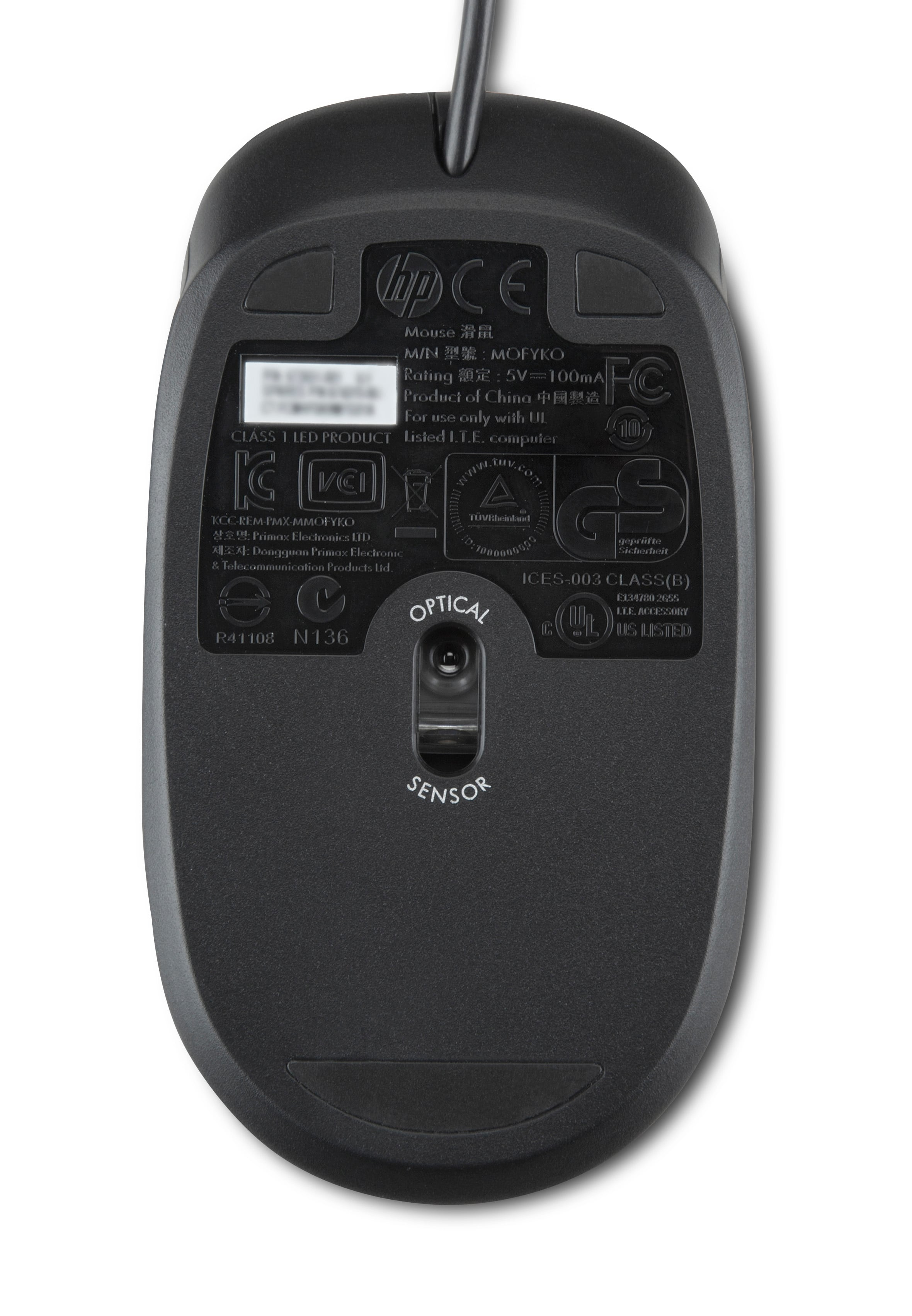 Ratón - HP PS/2, con cable, Negro