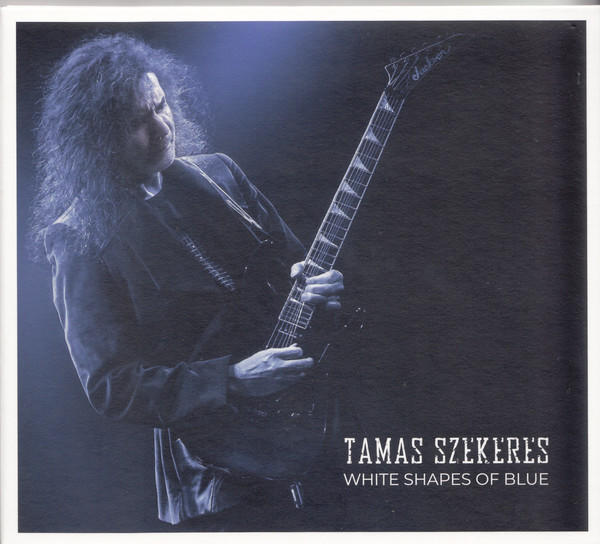Album borító: Tamas Szekeres gitározik, 'White Shapes of Blue' címmel.