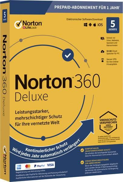 Norton 360 Deluxe - Geräte 1 5 1 iOS, Jahres Benutzer Cloud-Speicher Android) - Abo - 50GB (PC, - MAC