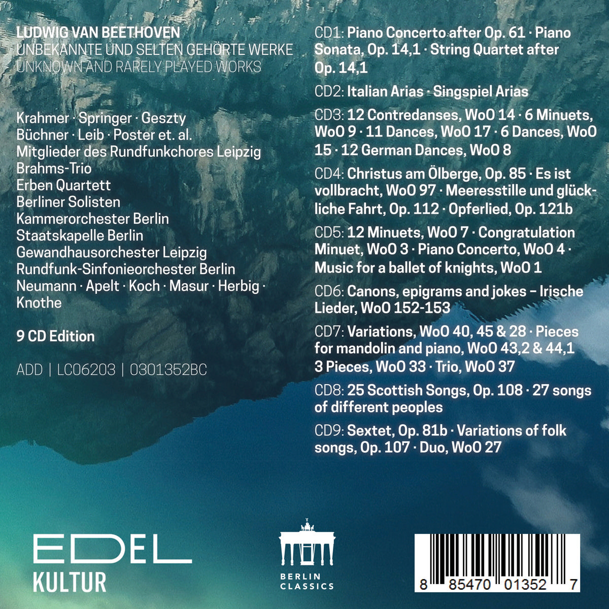 Ein CD-Cover mit Text, einschließlich des Komponisten Ludwig van Beethoven.