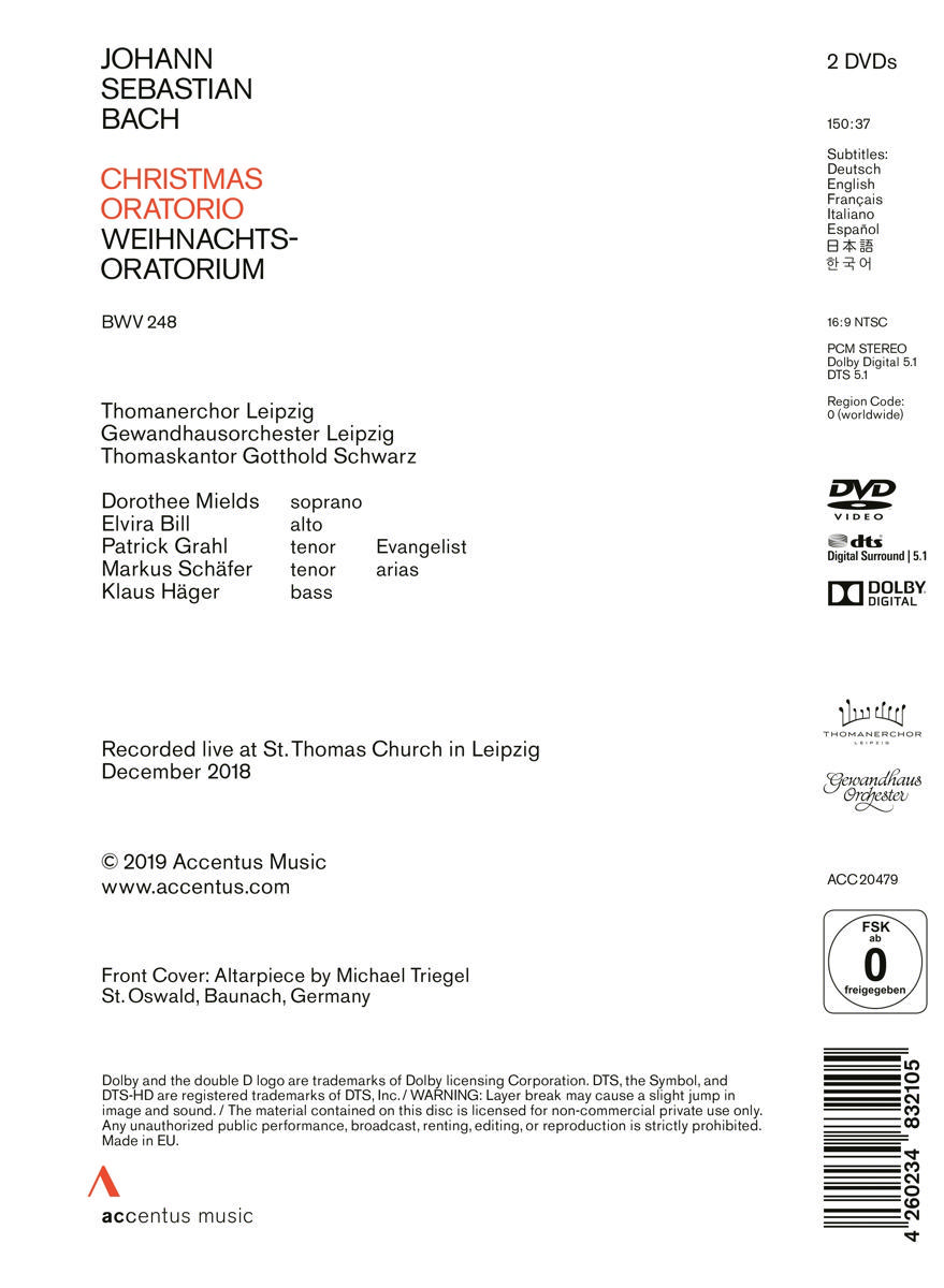 Gewandhausorchester, Thomanerchor Leipzig, Schwarz Gotthold - (DVD) - J.S.Bach: Weihnachtsoratorium