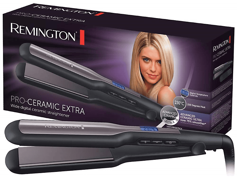 Remington S5525 Pro Ceramic Extra Haarglätter (Keramik, Temperaturstufen: 10, Schwarz)