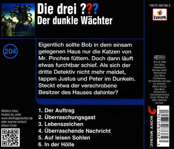 Ein CD-Cover mit Text und einer Fantasy-Illustration mit dem Titel 'Die drei ???'.