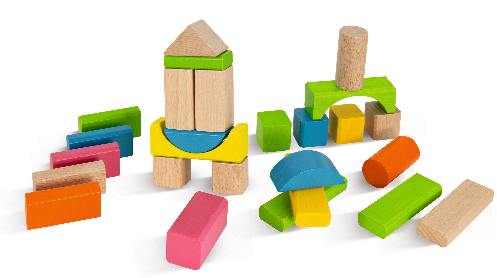 EICHHORN Natur und Bunte Kinderspielzeug Holzbausteine Naturfarben/Mehrfarbig