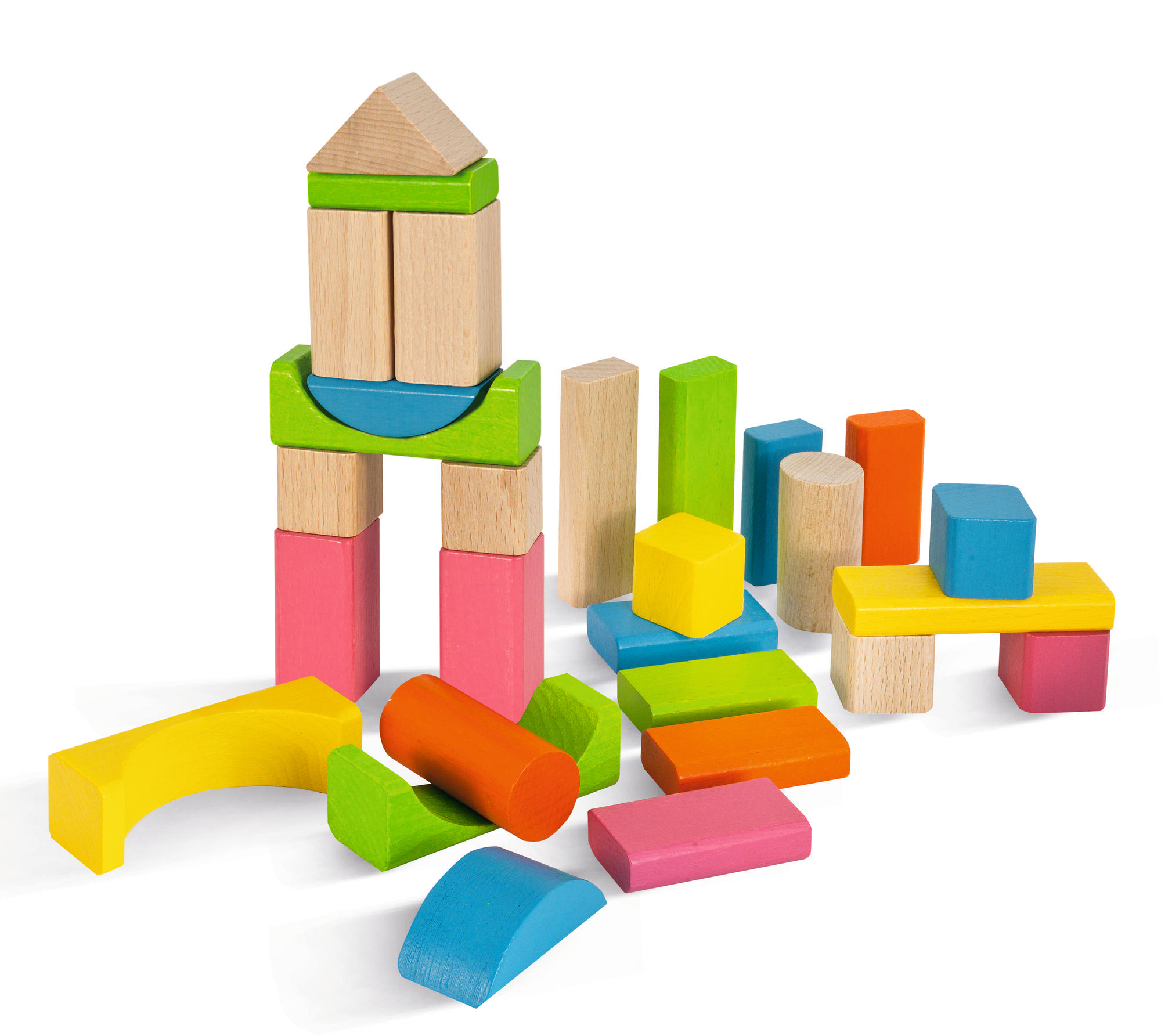 EICHHORN Natur und Bunte Holzbausteine Kinderspielzeug Naturfarben/Mehrfarbig