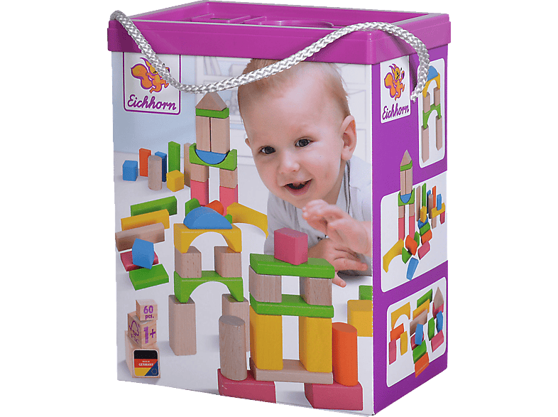 Holzbausteine Kinderspielzeug Natur Bunte EICHHORN Naturfarben/Mehrfarbig und