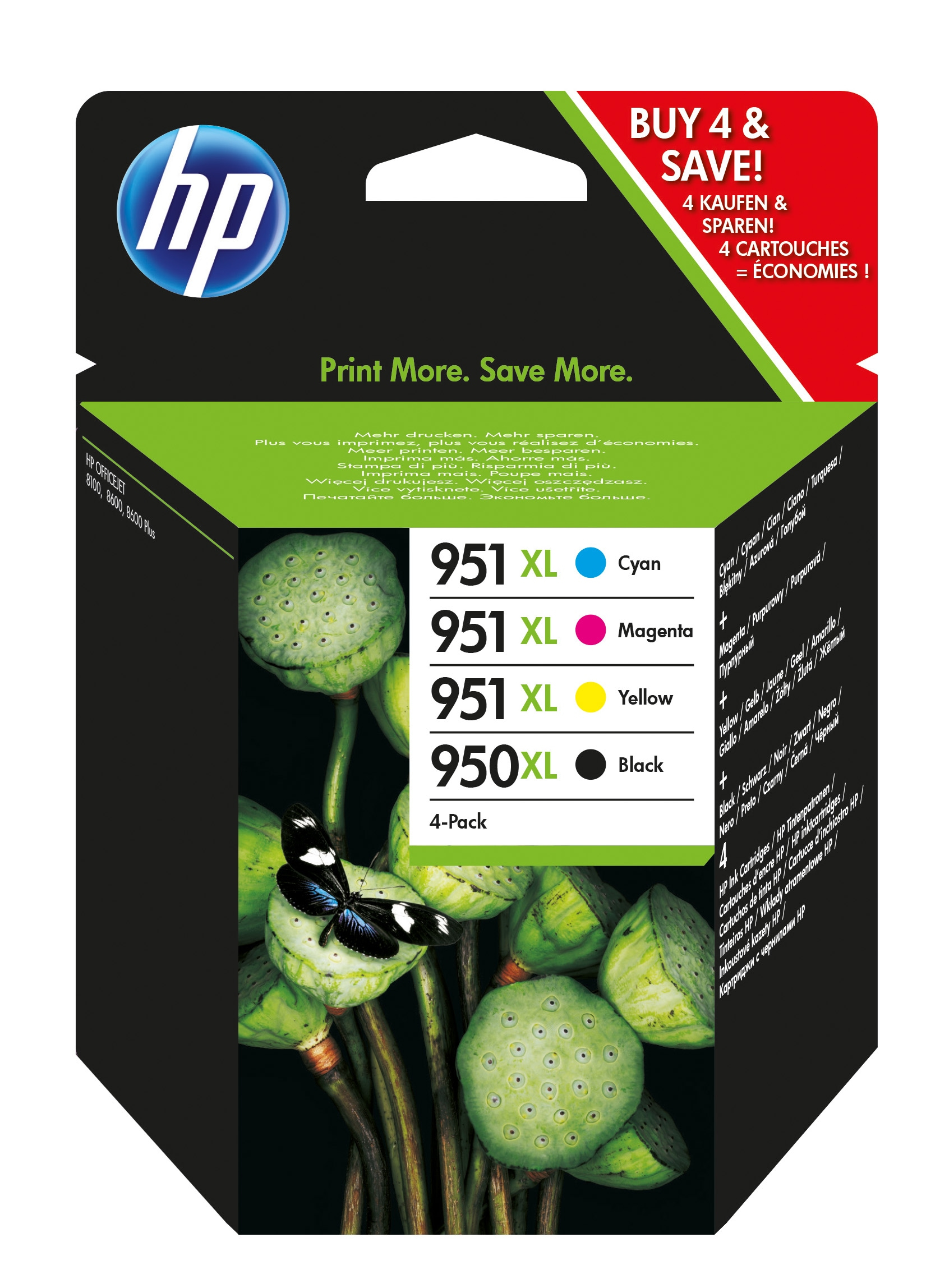 HP Tintenpatronen Multipack Nr. 950XL Schwarz/951XL Cyan/Magenta/Gelb (C2P43AE)