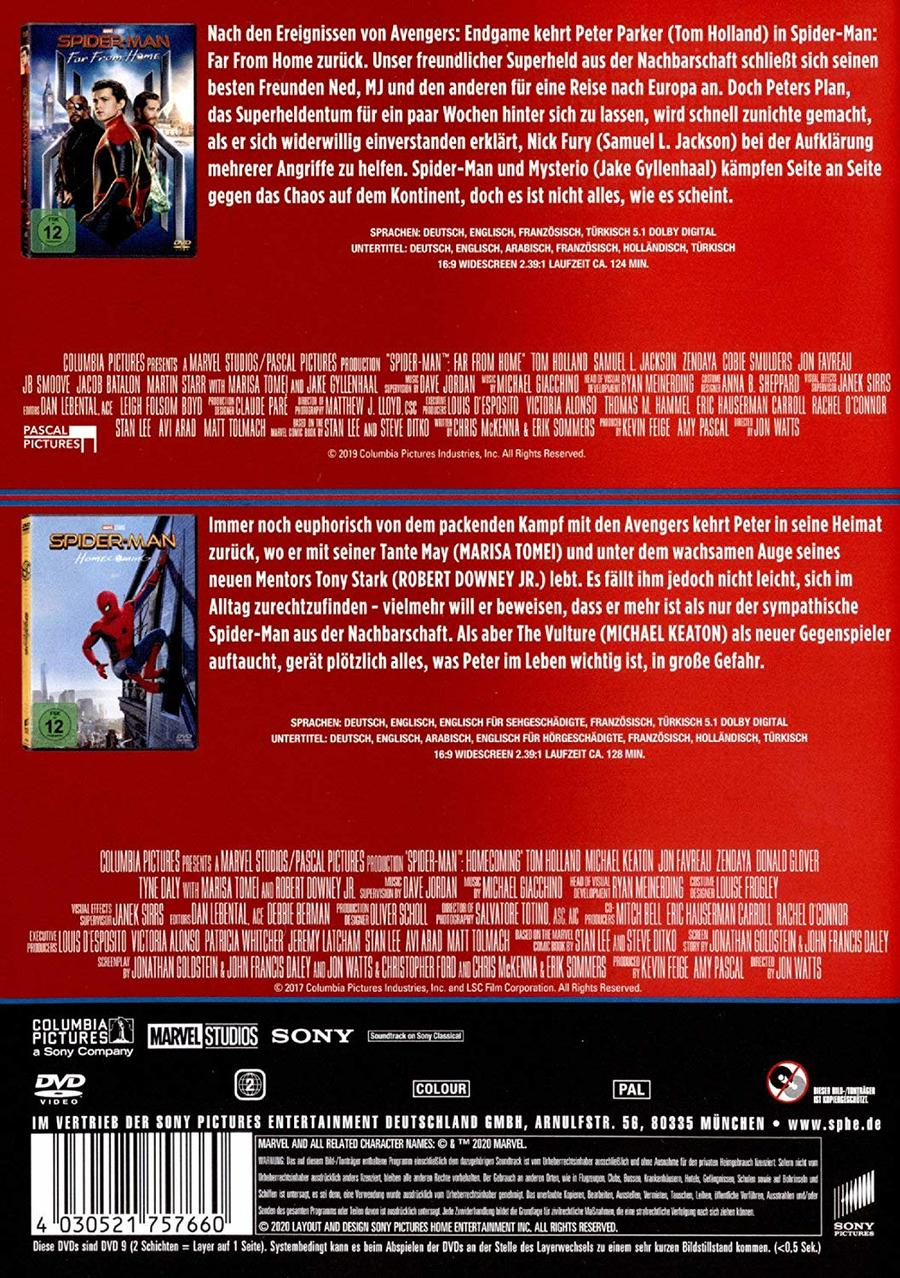 Film-DVD-Cover mit Text und Bildern, mit Spider-Man, auf weißem Hintergrund.