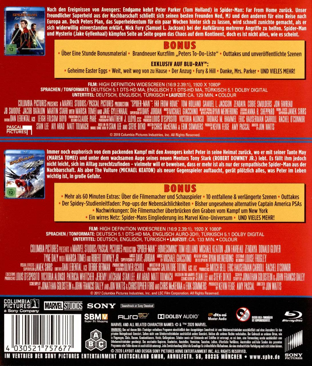 Film-DVD-Cover mit Text und Bildern, mit Spider-Man, auf weißem Hintergrund.
