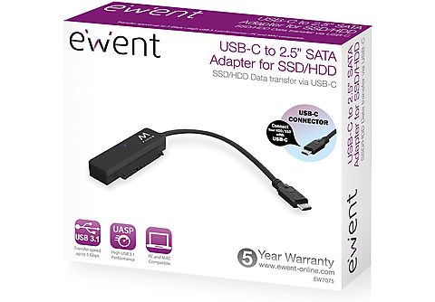 EWENT USB-C naar SATA-adapter voor SSD en HDD