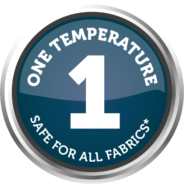 Ein blauer und silberner Kreis mit der Zahl 1 in Weiß und dem Text „ONE TEMPERATURE...“