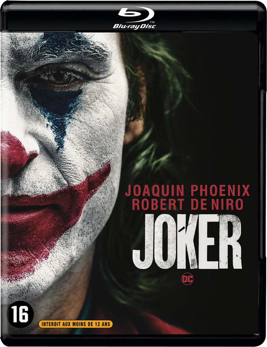 Couverture Blu-ray de Joker, Joaquin Phoenix, rouge à lèvres rouge.