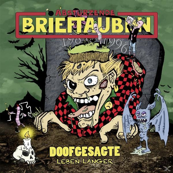 Zeichentrick-Albumcover mit einer zombieartigen Figur und verschiedenen Cartoon-Elementen.