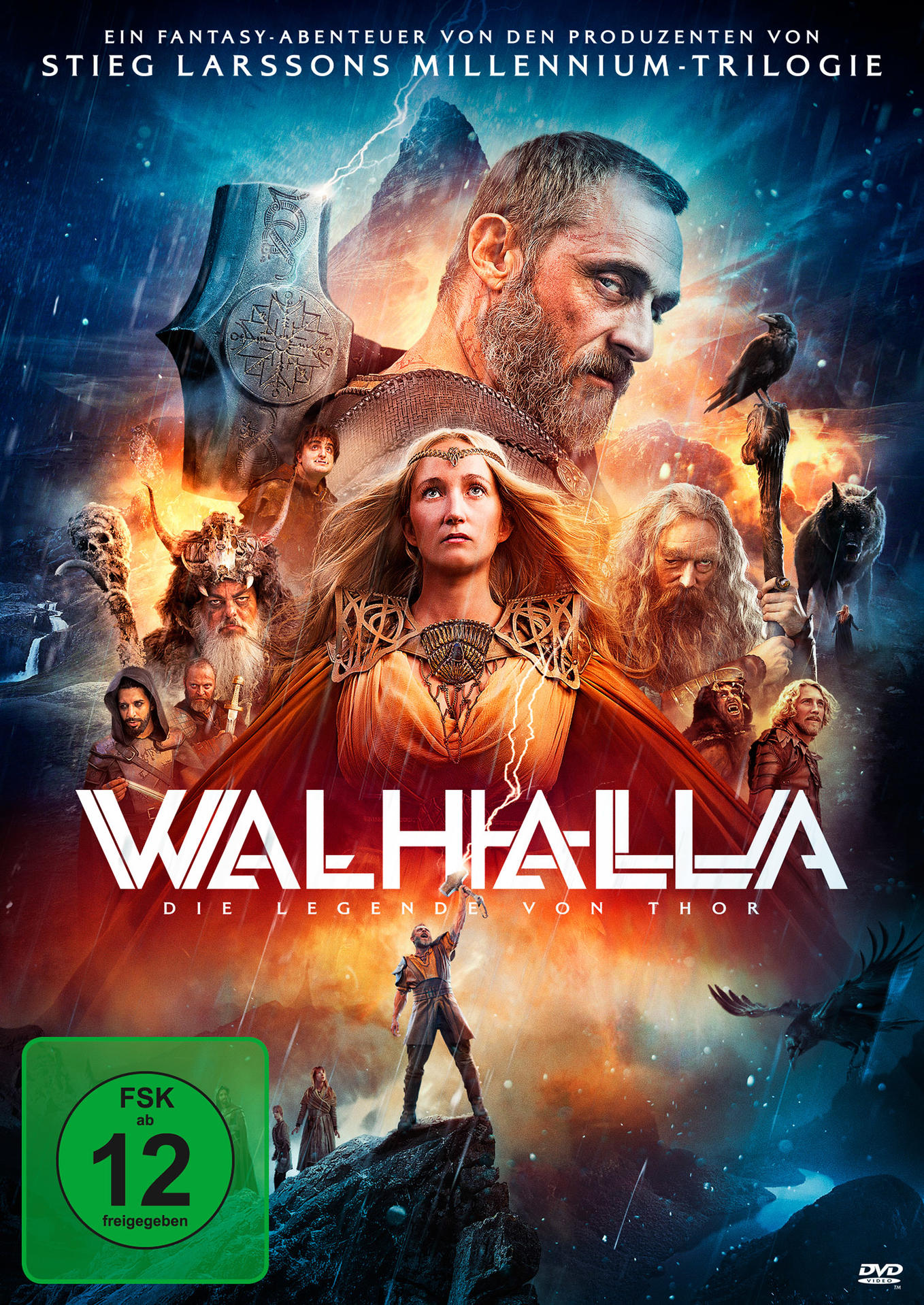 Filmplakat mit Wikinger-Thema, zeigt mehrere Charaktere und ein Rating-Logo.