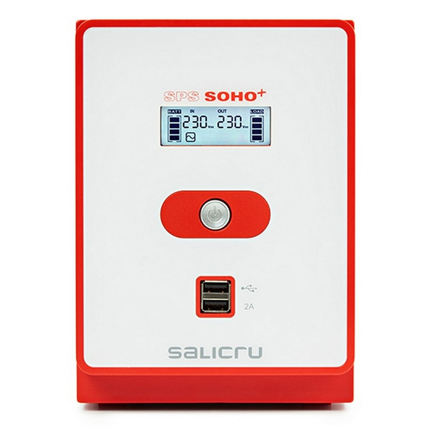Fuente de alimentación - Salicru Soho+ Tech Line, 4 tomas, 2 USB, 1200W, Rojo