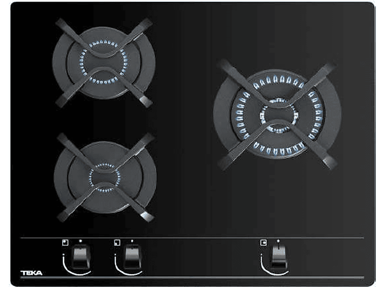 Teka GBC 63010, 3 zonas, Gas natural, Mandos frontales ergonómicos, 60 cm, Negro