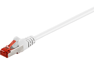 GOOBAY CAT 6 Kabel Lan für Gigabit Ethernet S-FTP doppelt geschirmtes Patchkabel mit RJ45 Stecker, Weiss, Netzwerkkabel, 0,5 m