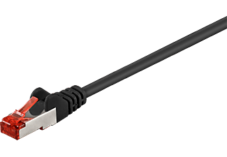 GOOBAY CAT 6 Kabel Lan für Gigabit Ethernet S-FTP doppelt geschirmtes Patchkabel mit RJ45 Stecker, Schwarz, Netzwerkkabel, 1 m