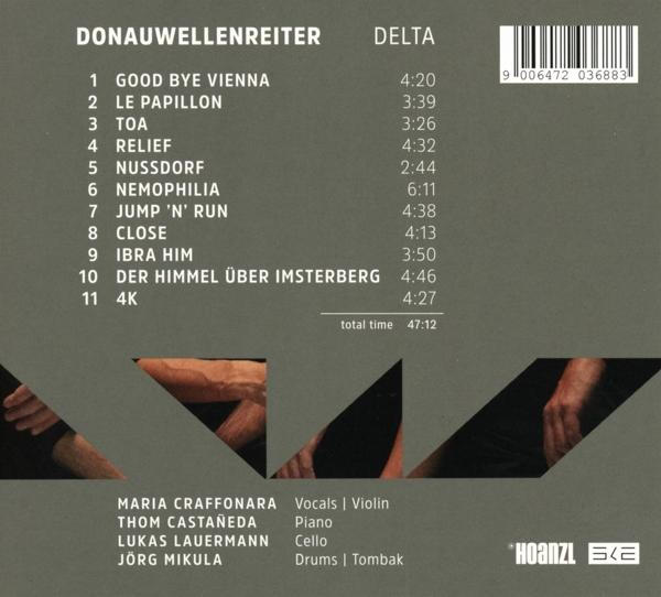 Die Rückseite einer CD mit der Titelliste, den Namen der Musiker und dem Logo.