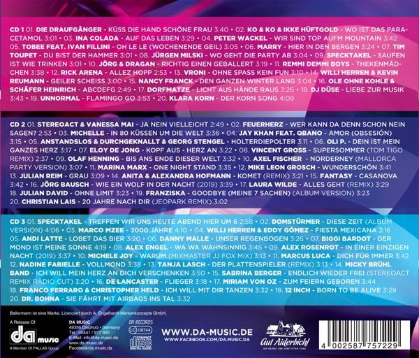 CD-Rückseite mit einer Titelliste und Informationen auf Deutsch.