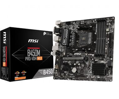 Placa base - MSI, B450M PRO-VDH MAX, Micro ATX, - AMD® B450 chipset, Zócalo AM4, Negro