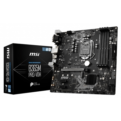 Placa base - MSI, B365M PRO-VDH (911-7C39-001), ATX, Intel B365, LGA 1151 (Zócalo H4), Negro