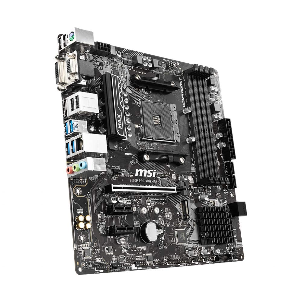 Placa base - MSI, B450M PRO-VDH MAX, Micro ATX, - AMD® B450 chipset, Zócalo AM4, Negro
