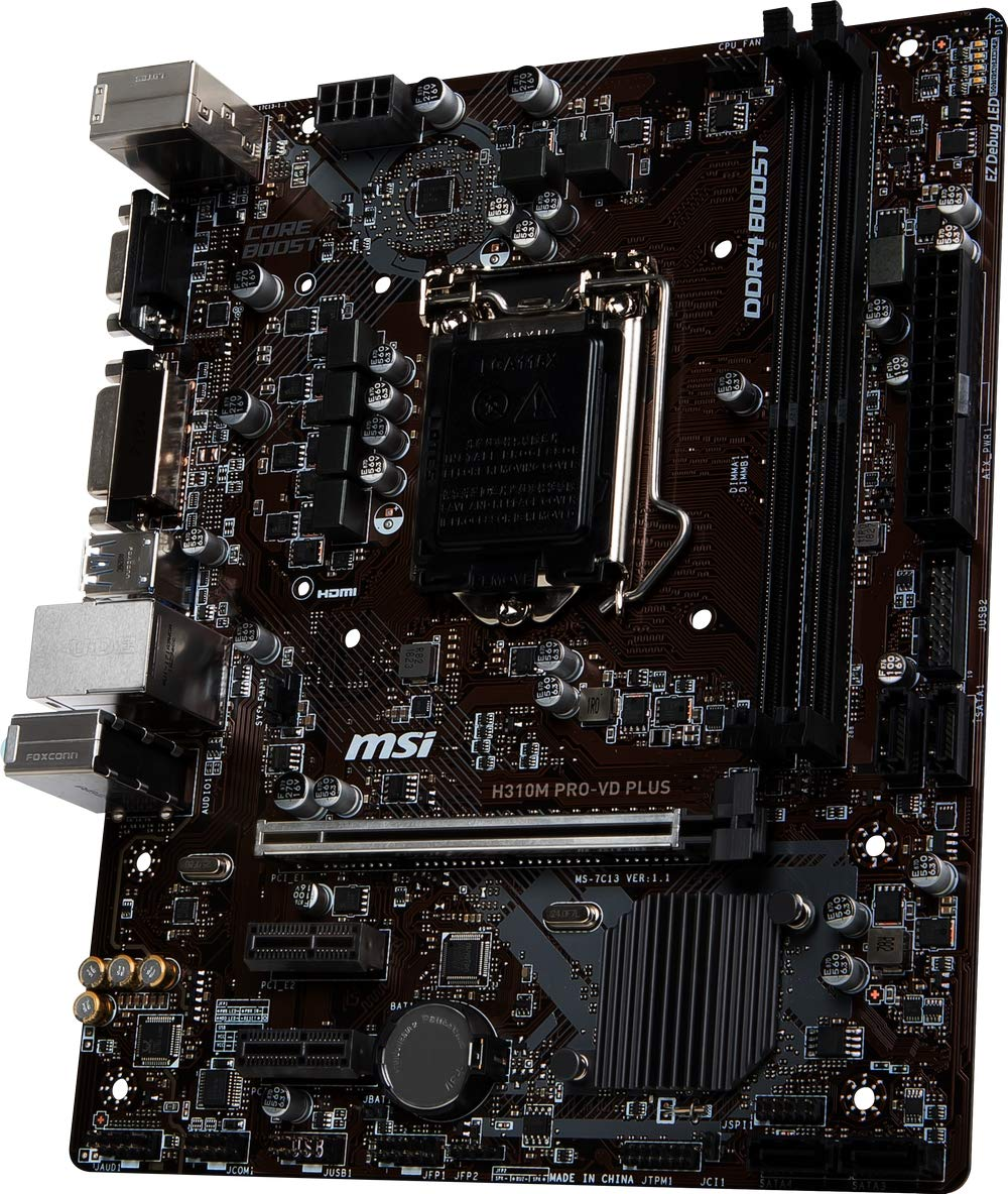 Placa base - MSI H310M PRO-VD, Placa base LGA 1151 (Zócalo H4), Micro ATX ,Intel® H310, Negro